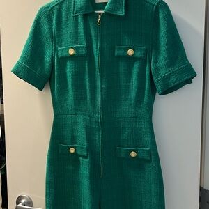 *Sandro*Green Short Sleeve Jumpsuit with Gold Buttons